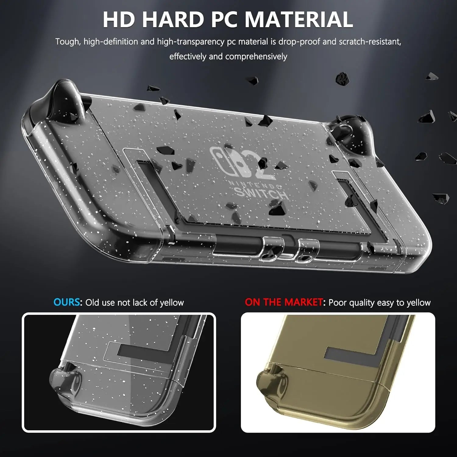 Glitter Case for Nintendo Switch 2 2025 Protective Cute Shell Dockable Case Cover for Ns Switch 2 Hard Joycon Case