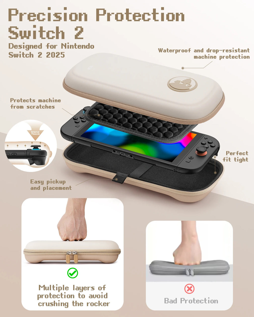 Travel Carrying Case for Nintendo Switch 2 & Switch OLED, Anti-Scratch Waterproof Protective Storage Bag with 10 Games Card Slot